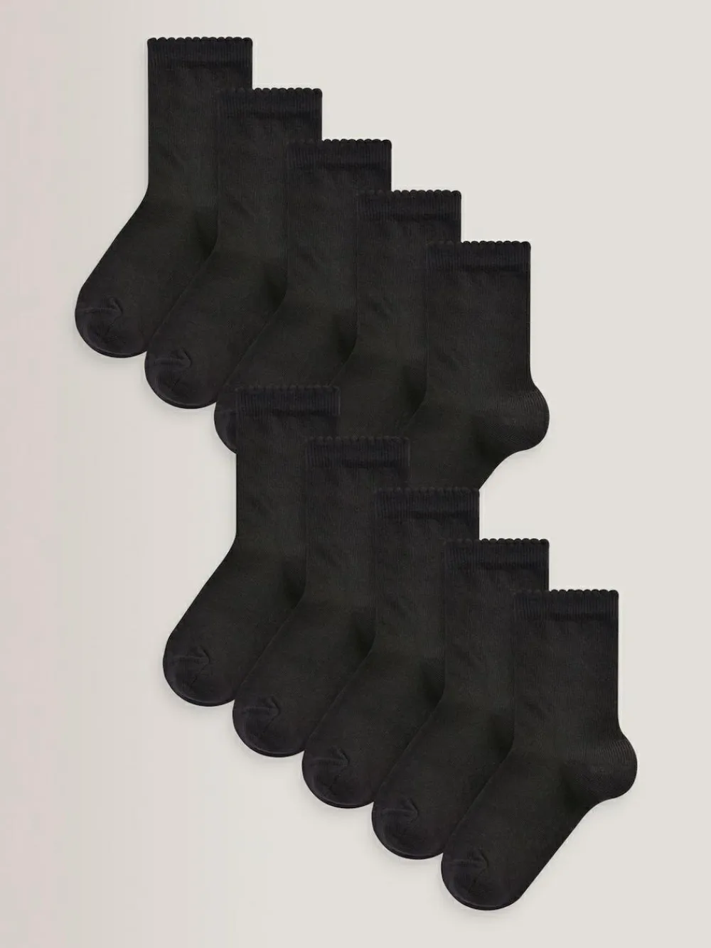 Online Next 10 Pack Cotton Rich School Ankle Socks Black