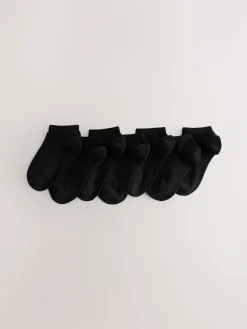 Online Next 7 Pack Cotton Rich Trainer Socks Black