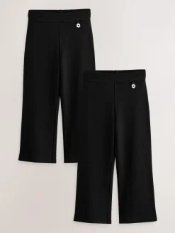 Hot Next 2 Pack Pull-On Cotton Rich Stretch Boot Cut School Trousers (3-17yrs) Black