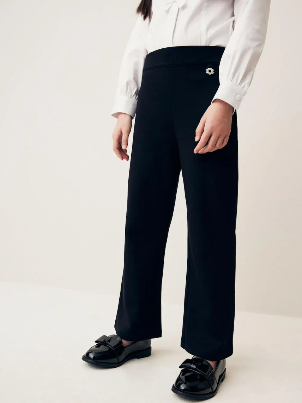 Hot Next 2 Pack Pull-On Cotton Rich Stretch Boot Cut School Trousers (3-17yrs) Black