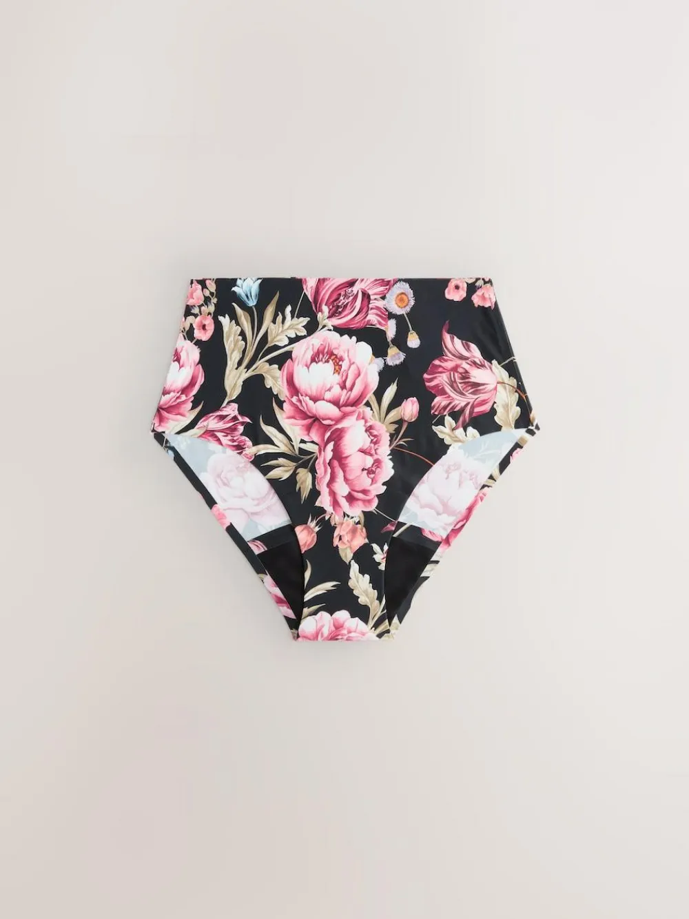 Clearance Next Black / Praline Nude / Pink Floral Full Brief No VPL Medium Flow Period Knickers 4 Pack