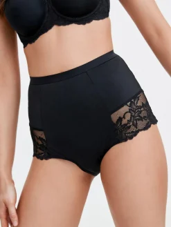 Outlet Next Print Tummy Control Shaping Lace Back Brazilian Knickers 2 Pack Black / Praline Nude