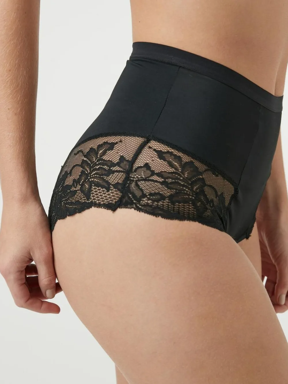 Outlet Next Print Tummy Control Shaping Lace Back Brazilian Knickers 2 Pack Black / Praline Nude
