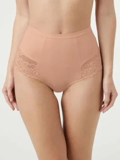 Outlet Next Print Tummy Control Shaping Lace Back Brazilian Knickers 2 Pack Black / Praline Nude