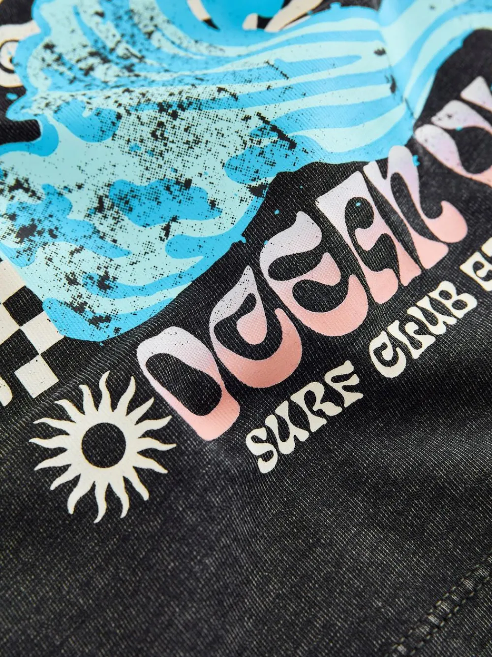 Sale Next Black Acid Wash Surf Club Oversized Short Sleeve Back Print T-Shirt (3mths-7yrs)