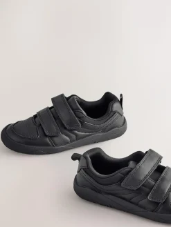 Next Black Barefoot Leather 2 Strap Touch Fastening School Shoes^BOY School Shoes|Boys Shoes