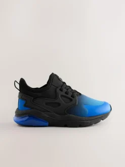 Next Black Blue Ombre Standard Fit (F) Elastic Lace Trainers^BOY Sneakers