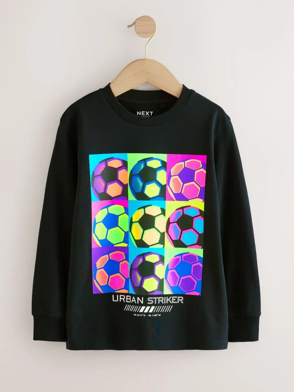 Sale Next Regular Fit Long Sleeve Graphic Print T-Shirt (3-16yrs) Black Bright Football