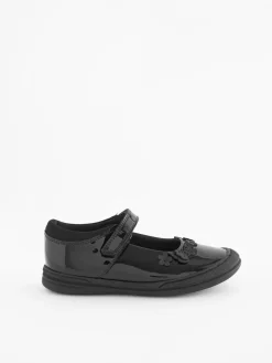 Next Black Butterfly Detail Wide Fit (G) Junior Leather School Mary Jane Shoes^ Shoes