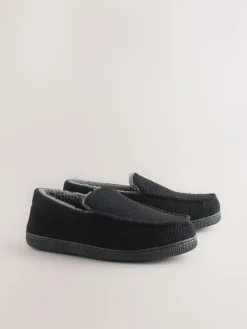 Online Next Closed Back Textured Slippers Black