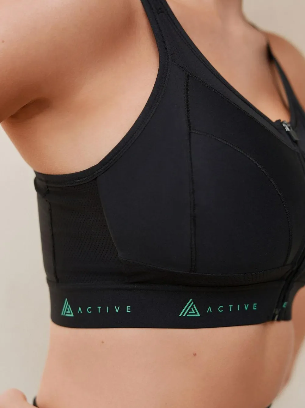 Next DD+ Active Sports Zip Front Dry Tech High Impact Bra^Women Dd+ Range|Bras