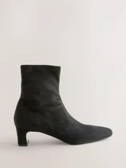 Outlet Next Extra Wide Fit Chisel Toe Block Heel Sock Boots Black