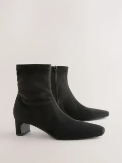 Outlet Next Extra Wide Fit Chisel Toe Block Heel Sock Boots Black