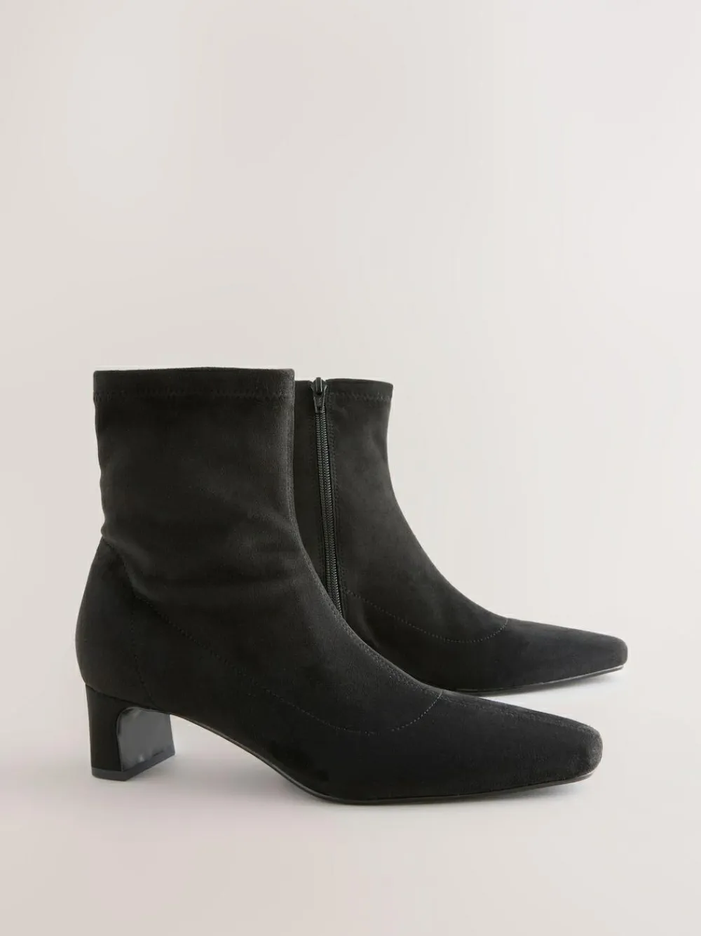 Outlet Next Extra Wide Fit Chisel Toe Block Heel Sock Boots Black