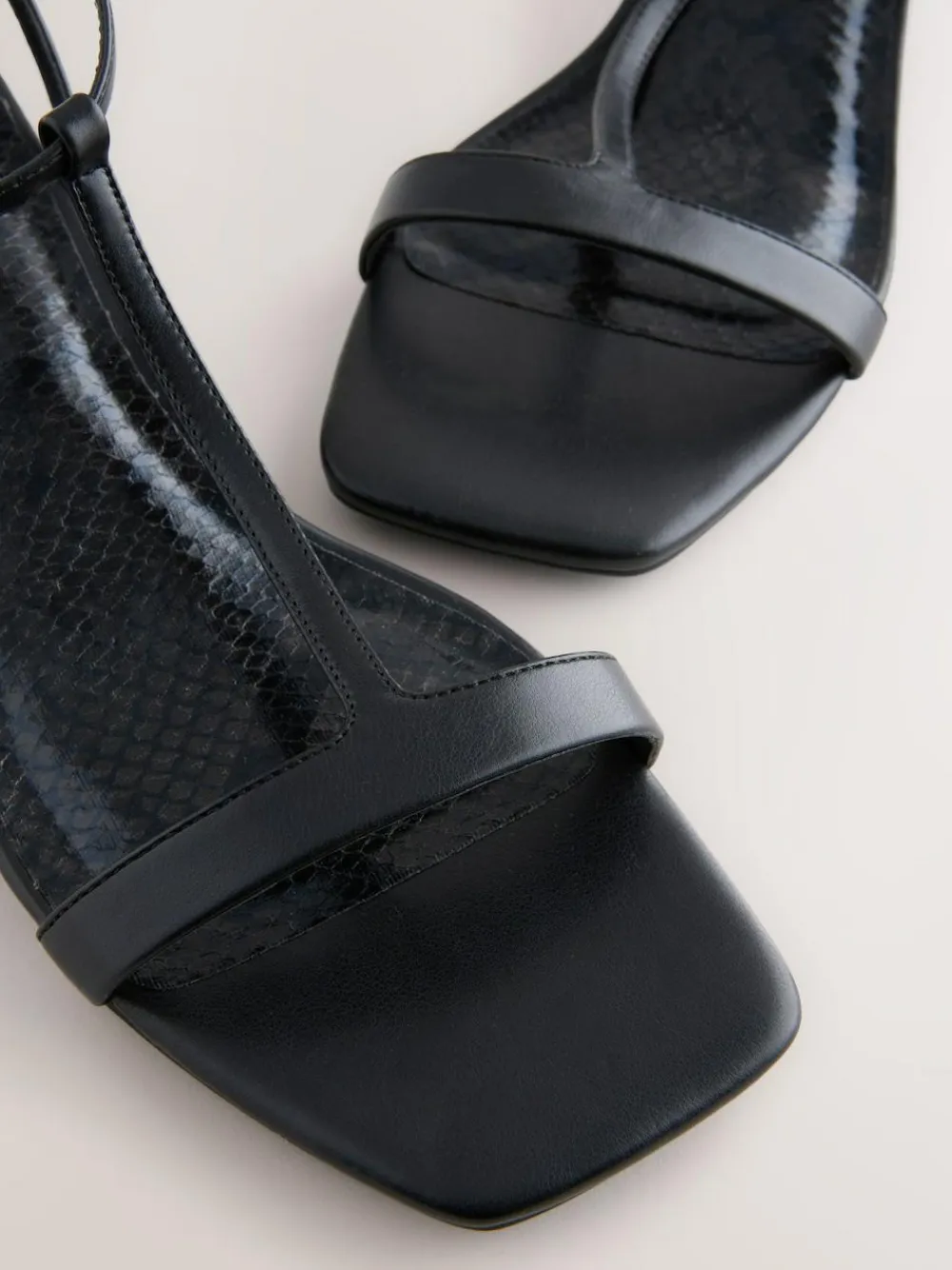 Discount Next Extra Wide Fit Forever Comfort® Low Block Strappy Sandals Black