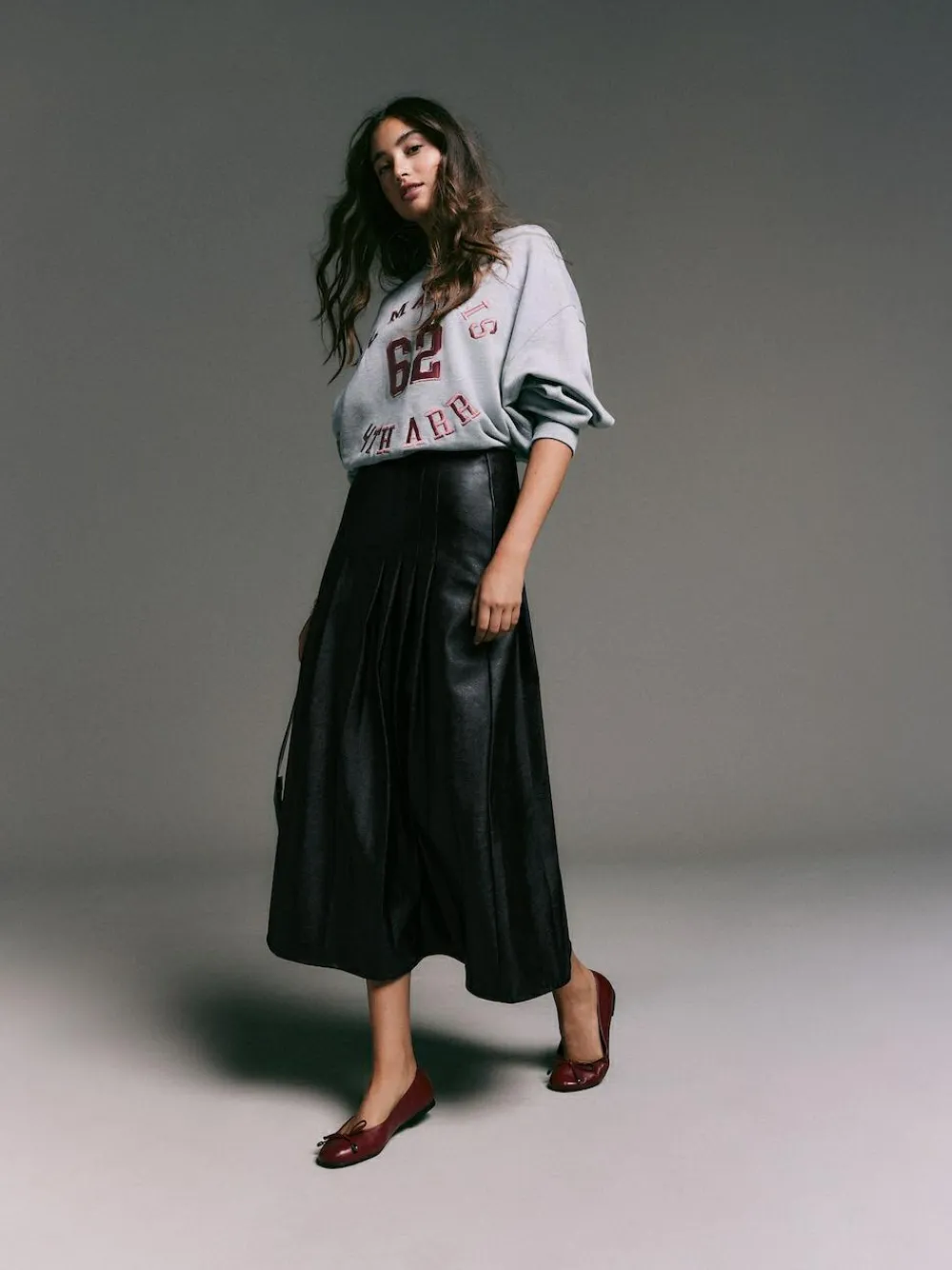Next Faux Leather Midi Kilt Skirt^Women Skirts