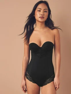 Online Next Firm Tummy Control Cupped Lace Body Black