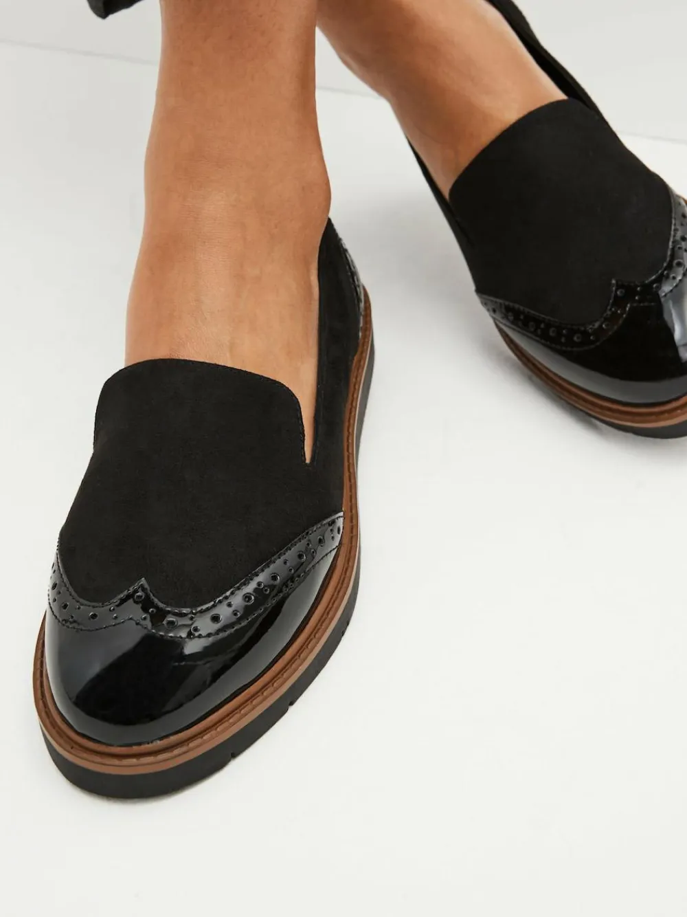 Best Next Black Forever Comfort® Brogue Detail Chunky Sole Loafers