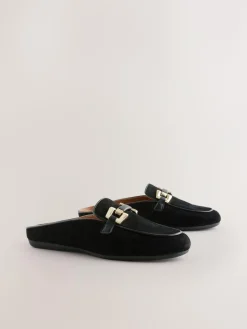 Best Next Forever Comfort® Leather Hardware Trim Detail Loafer Mules Black