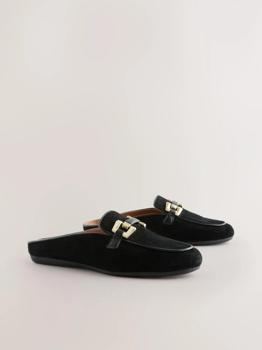 Best Next Forever Comfort® Leather Hardware Trim Detail Loafer Mules Black