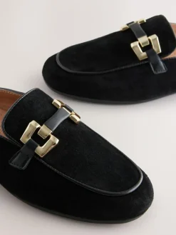 Best Next Forever Comfort® Leather Hardware Trim Detail Loafer Mules Black