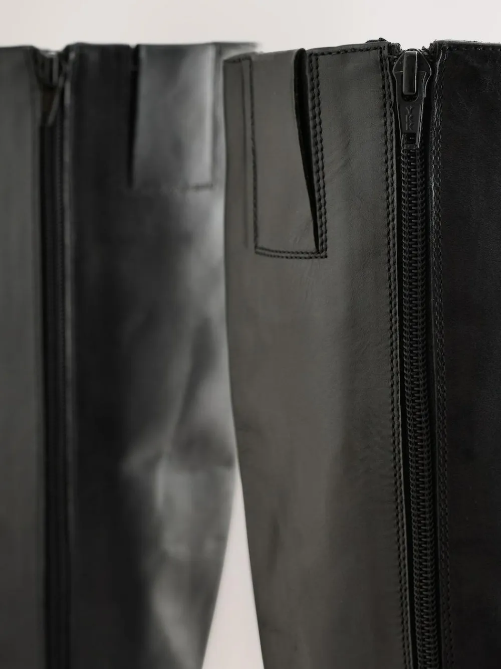 New Next Forever Comfort® Leather Round Toe Chunky Knee High Boots Black