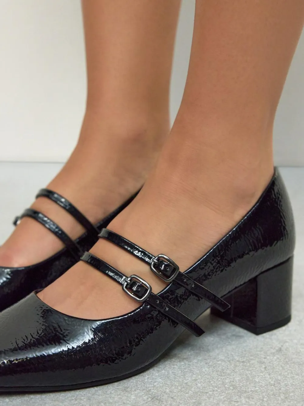 Next Forever Comfort® Round Toe Mary Jane Block Heels Black