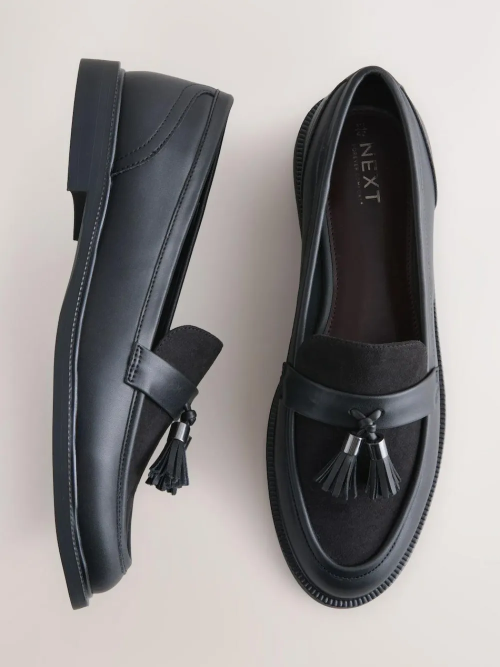 Next Black Forever Comfort Tassel Round Toe Loafers^Women Flats