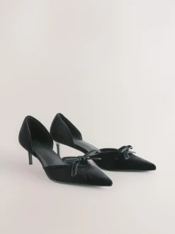 Discount Next Forever Comfort® Velvet Bow Pointed Toe Two Part Heels Black