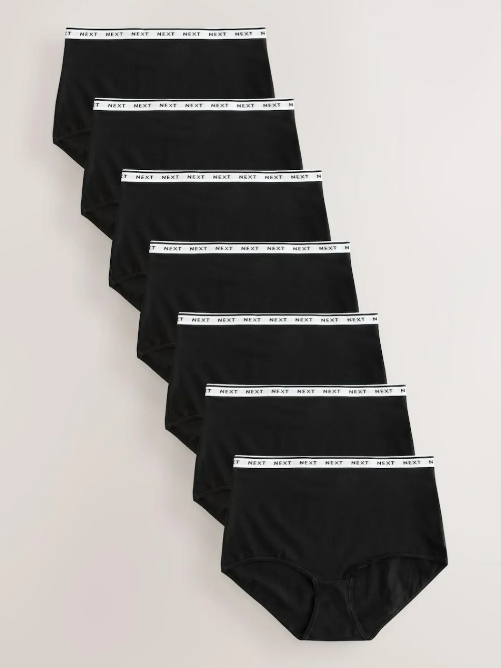 New Next Full Brief Cotton Logo Knickers 7 Pack Black