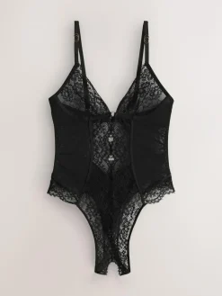 Best Next Glamour Crotchless Bodysuit Black