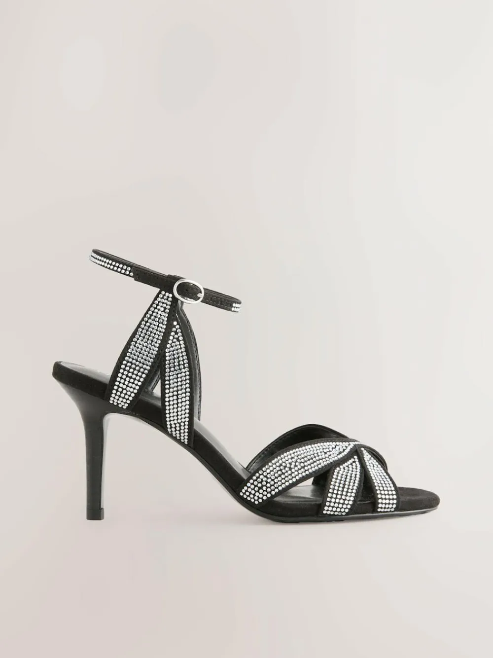 Hot Next Forever Comfort® Leather Lattice Front Heeled Sandals Black Heatseal