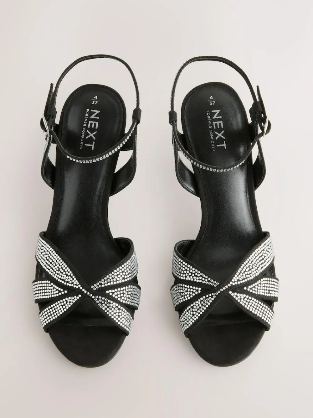 Hot Next Forever Comfort® Leather Lattice Front Heeled Sandals Black Heatseal