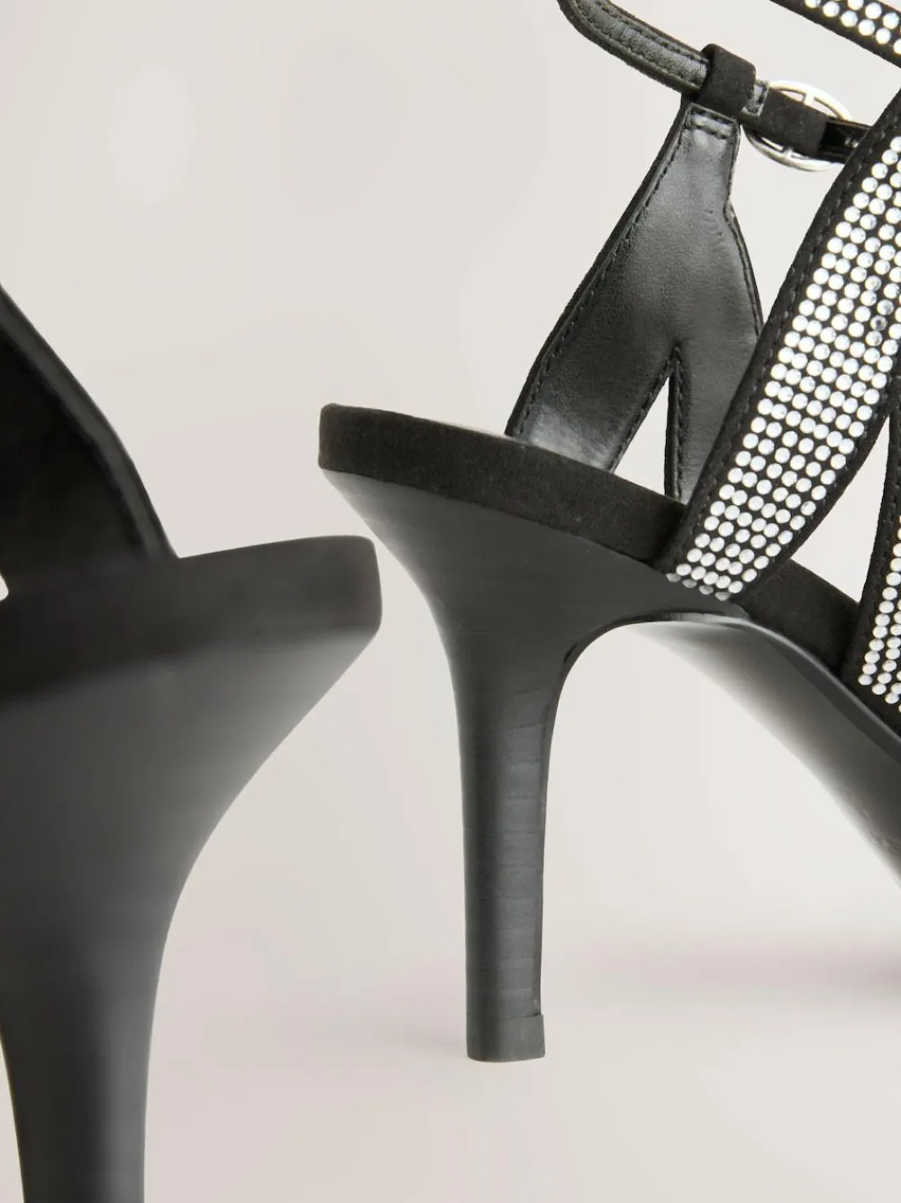 Hot Next Forever Comfort® Leather Lattice Front Heeled Sandals Black Heatseal