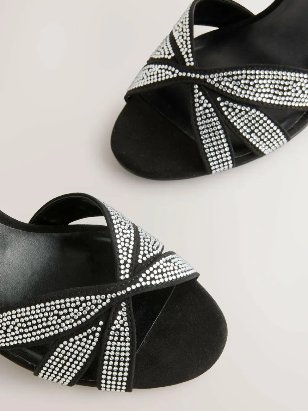 Hot Next Forever Comfort® Leather Lattice Front Heeled Sandals Black Heatseal