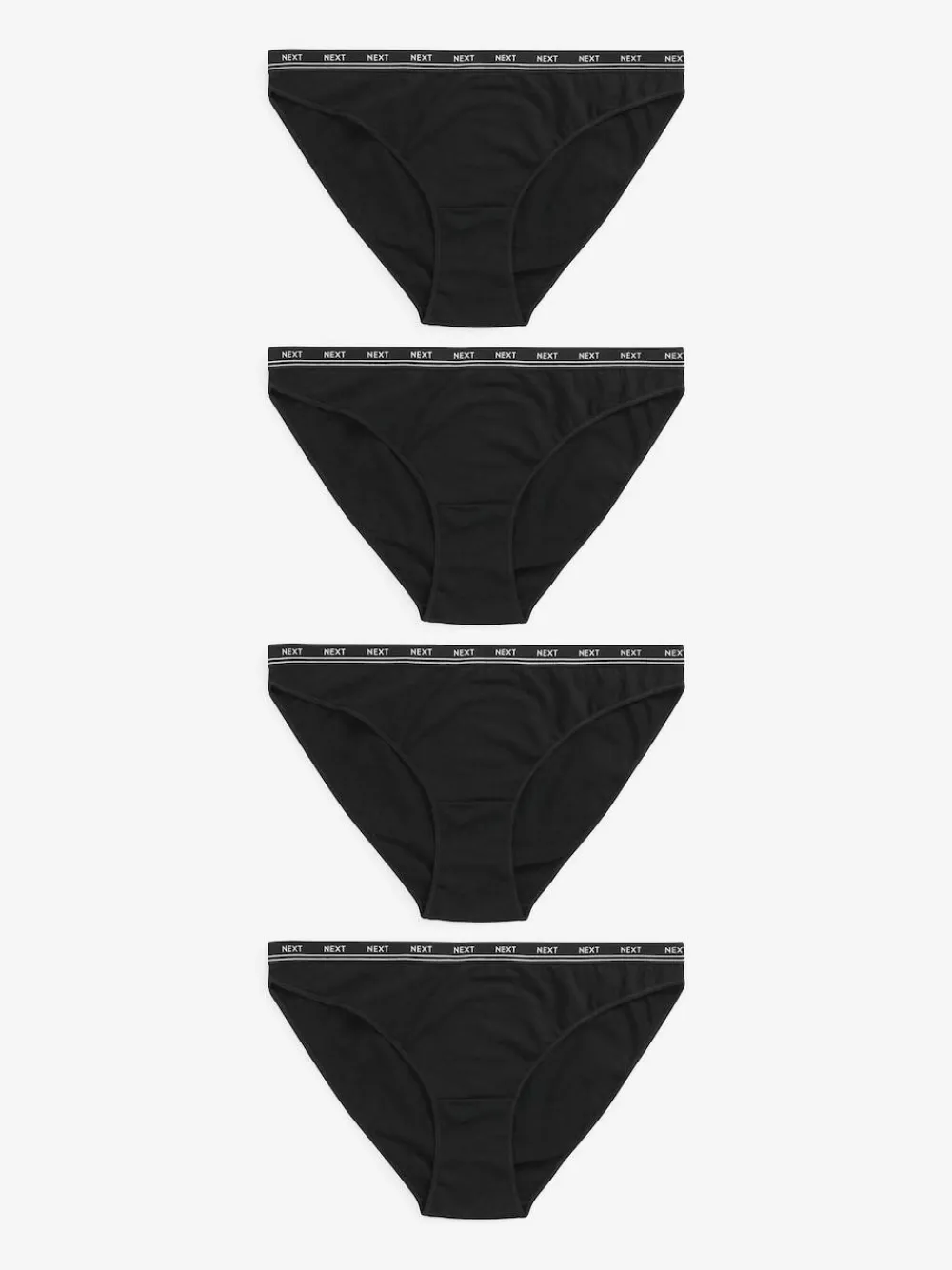 Next Black High Leg Cotton Logo Knickers 4 Pack^Women Panties|All Lingerie