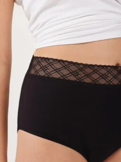 Next Black High Leg Medium Flow Period Knickers 2 Pack^Women Panties|All Lingerie