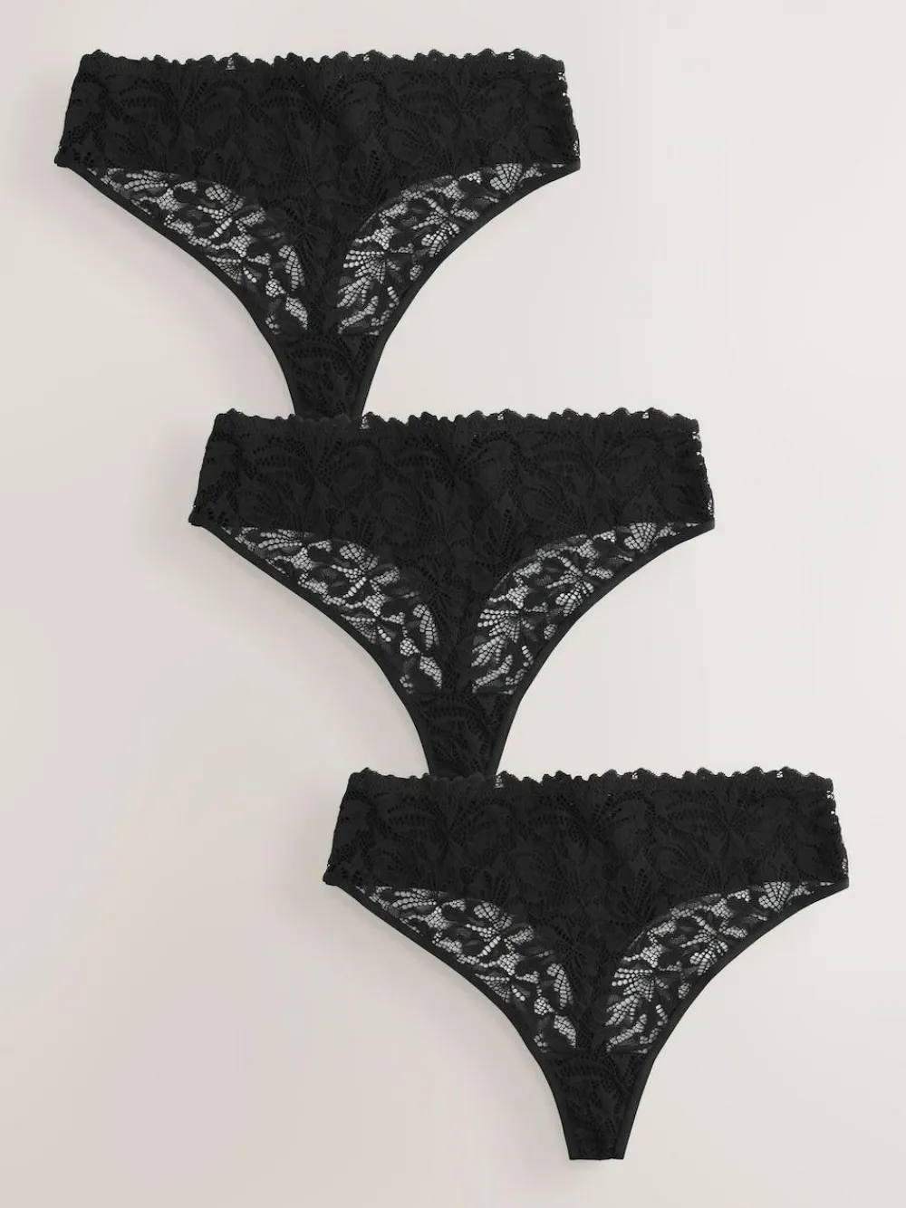Next High Waisted Thong Lace Front NVPL Knickers 3 Pack^Women Panties|All Lingerie
