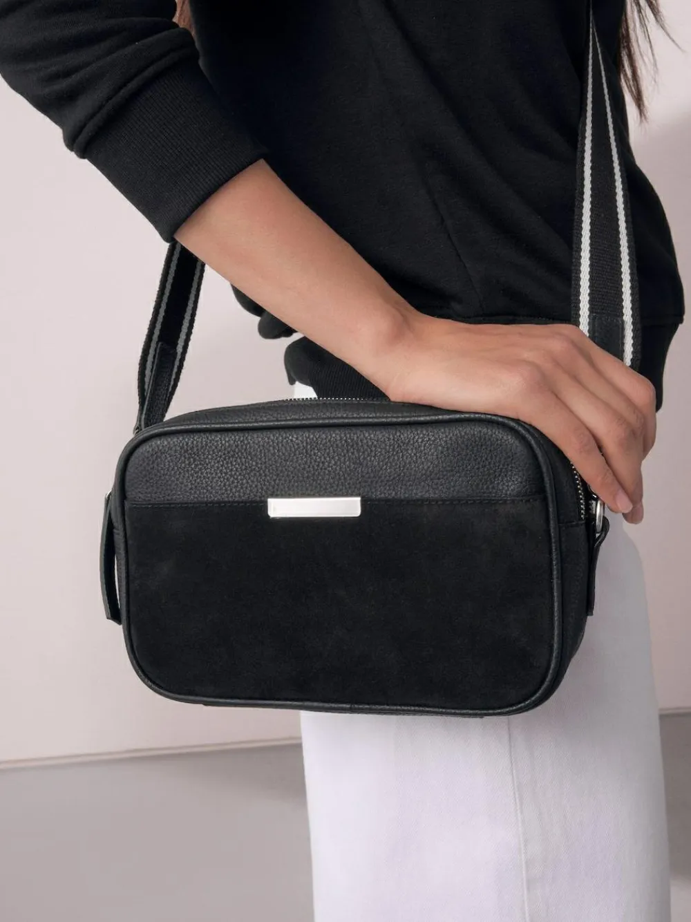 Next Black Leather Camera Bag
