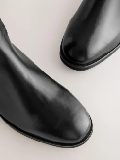Hot Next Extra Wide Fit Forever Comfort® Flat Riding Boots Black Leather