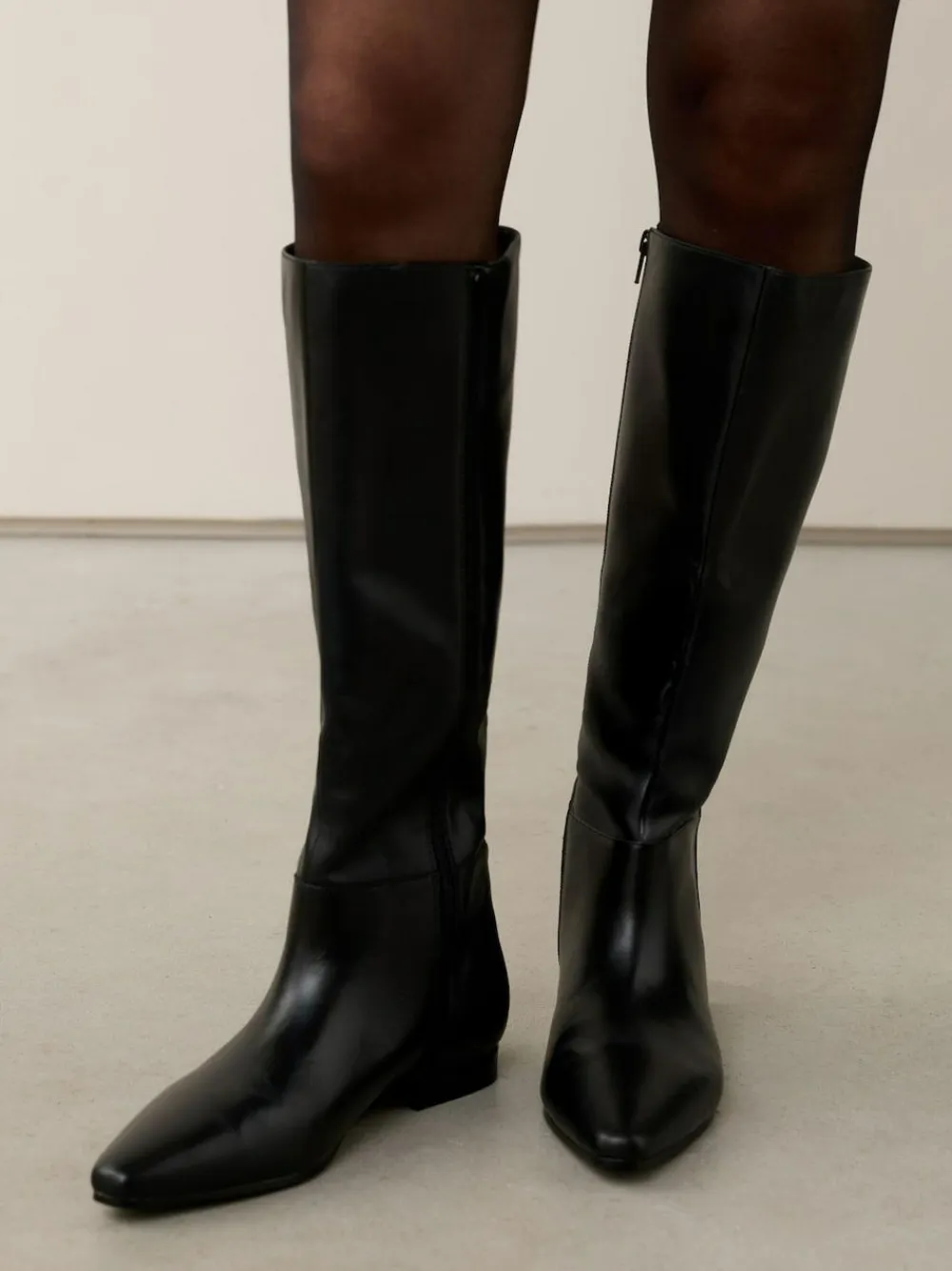 Sale Next Forever Comfort® Flat Chisel Toe Knee High Boots Black Leather