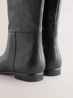 Sale Next Forever Comfort® Flat Chisel Toe Knee High Boots Black Leather