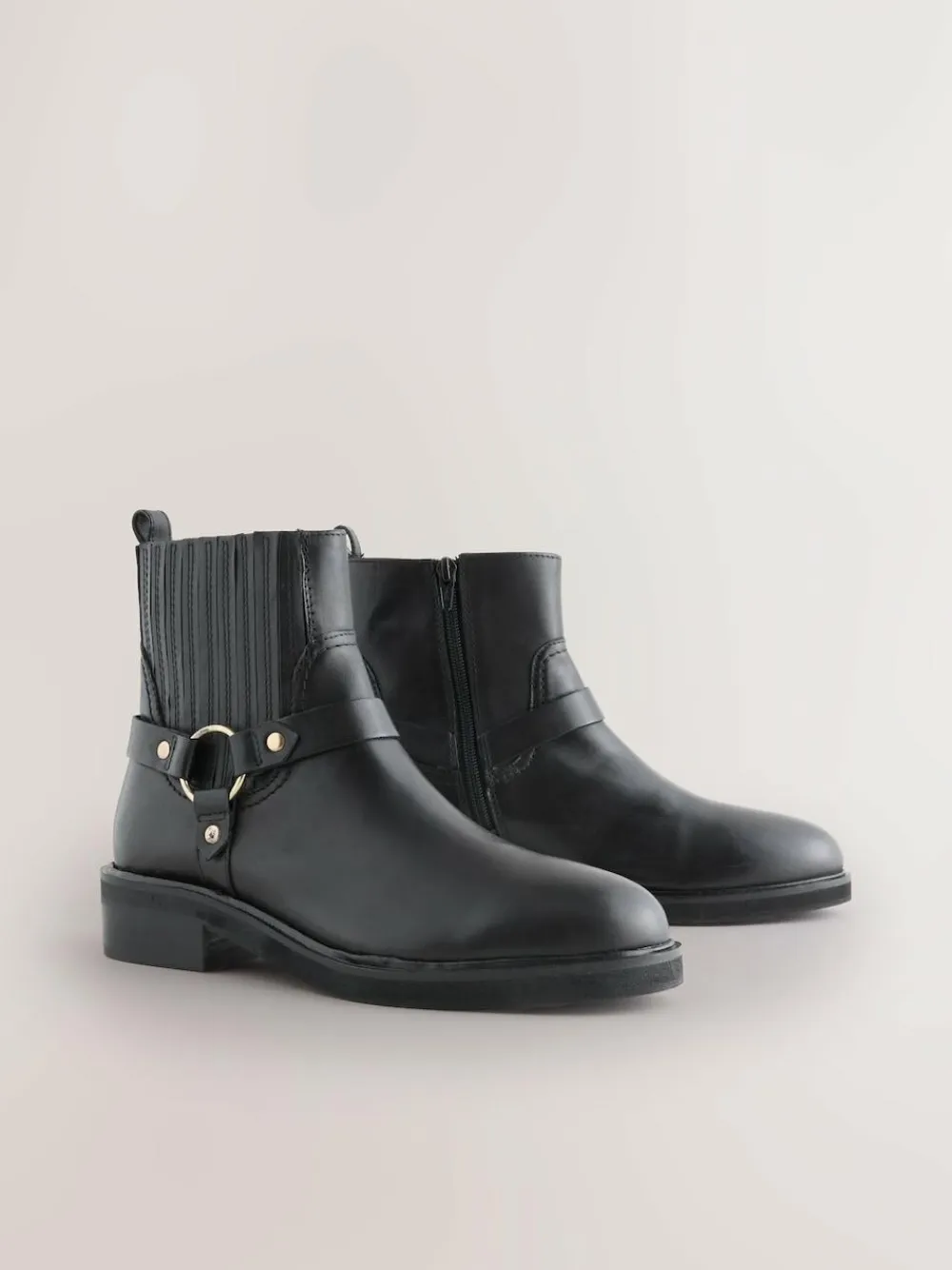 Clearance Next Black Leather Forever Comfort® Hardware Harness Chelsea Boots