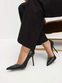 Next Leather Point Toe Court Shoes^Women Wide Fit & Extra Wide Fit|Heels
