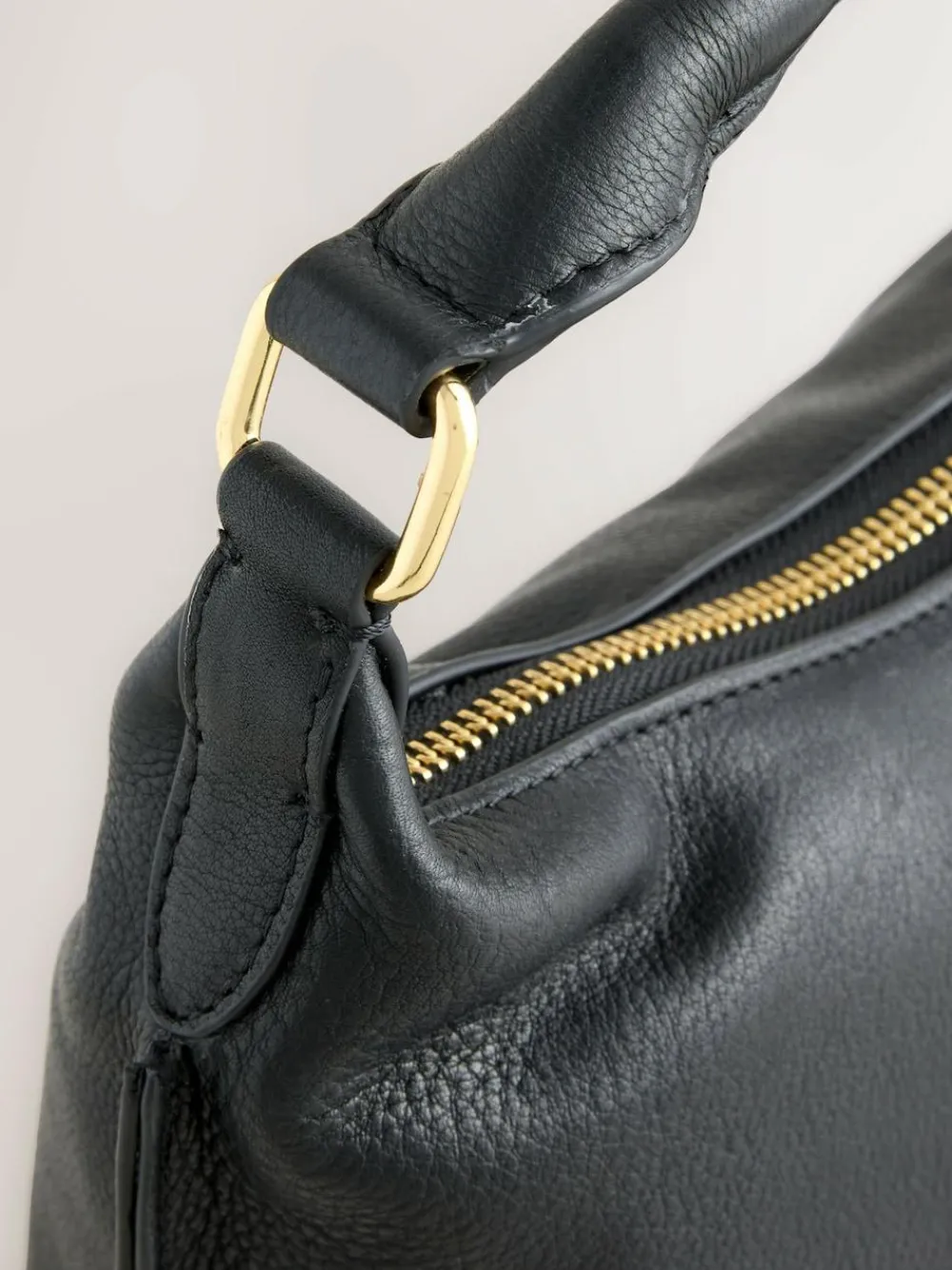 New Next Leather Scooped Hand Held Bag Black