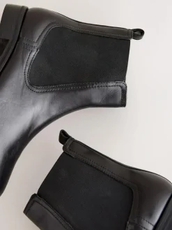 Sale Next Black Leather Standard/Wide Fit Forever Comfort® Chelsea Ankle Boots