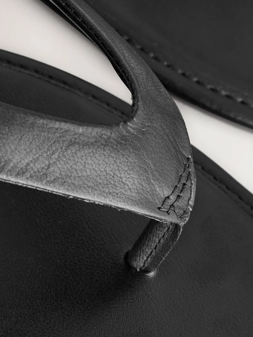 Hot Next Standard/Wide Fit Square Toe Thong Sandals Black Leather