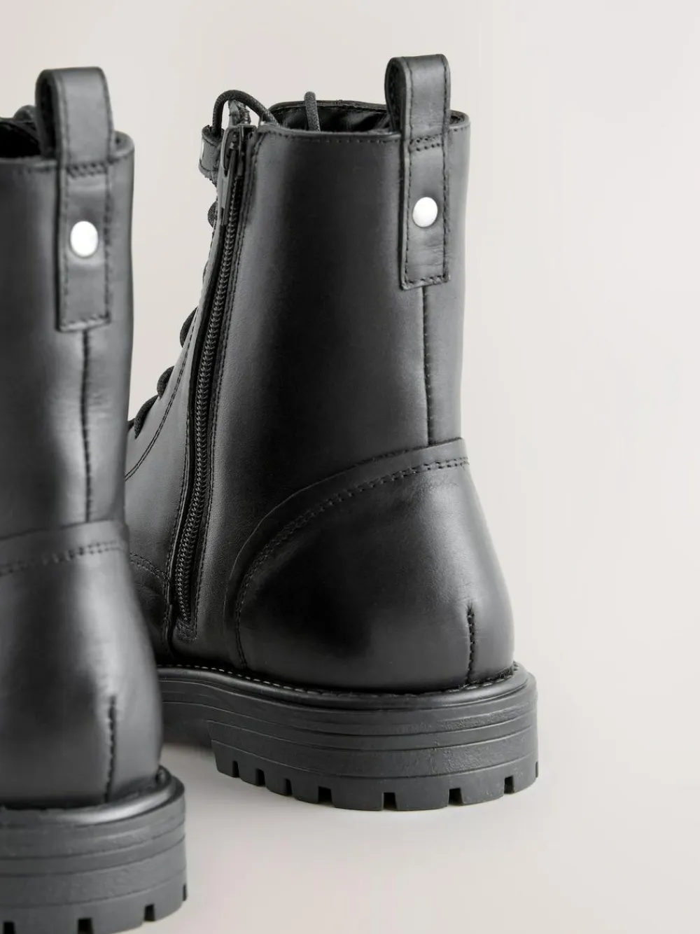 Next Black Leather Standard/Wide Fit Forever Comfort® Square Toe Lace-Up Boots^Women Wide Fit & Extra Wide Fit|Boots & Wellies