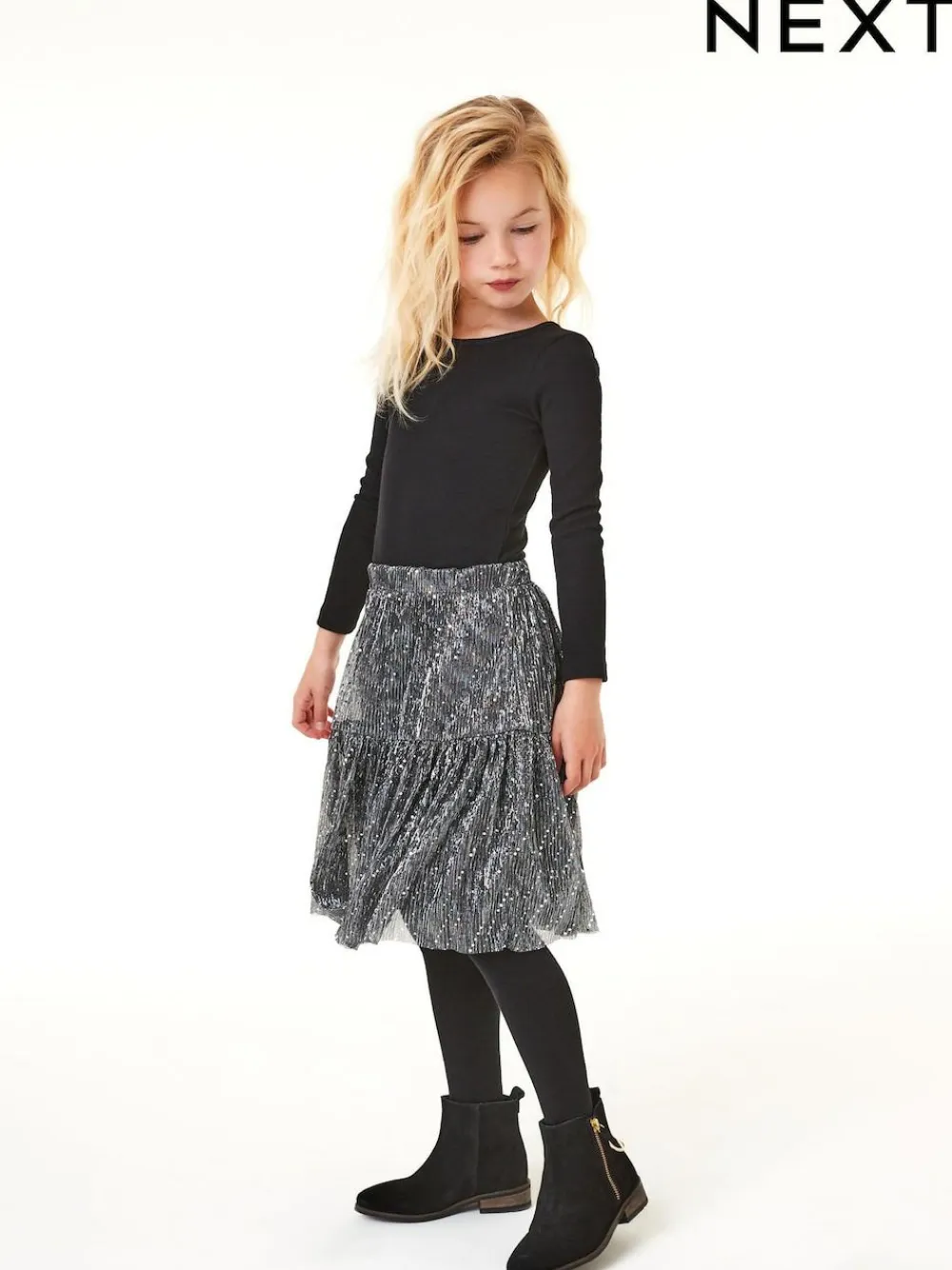 Next Black Long Sleeve Ribbed Top (3-16yrs)^ Nightwear|Tops