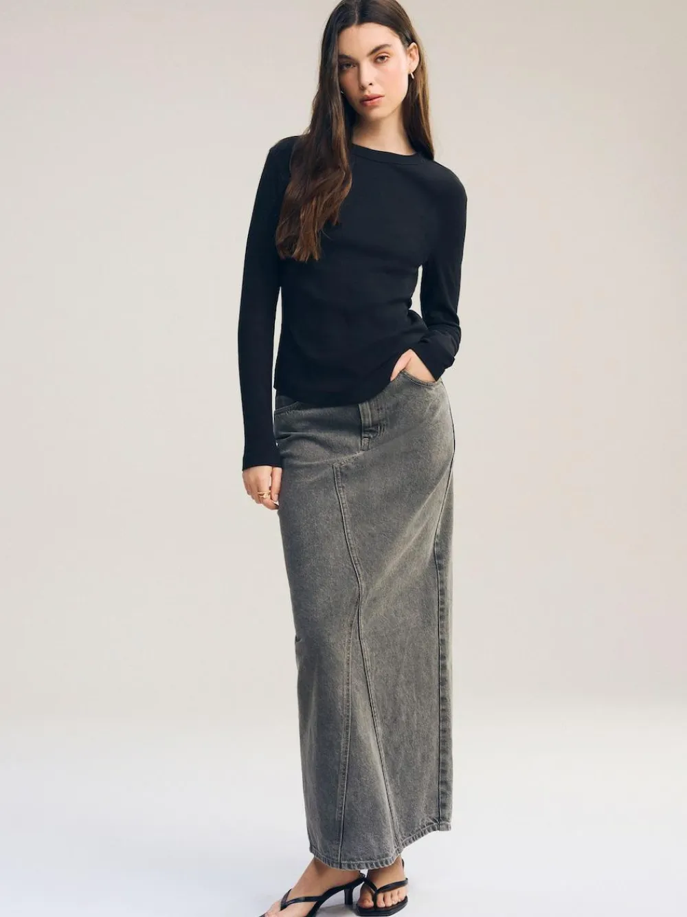 Sale Next Black Long Sleeve Ribbed Crew Neck Top